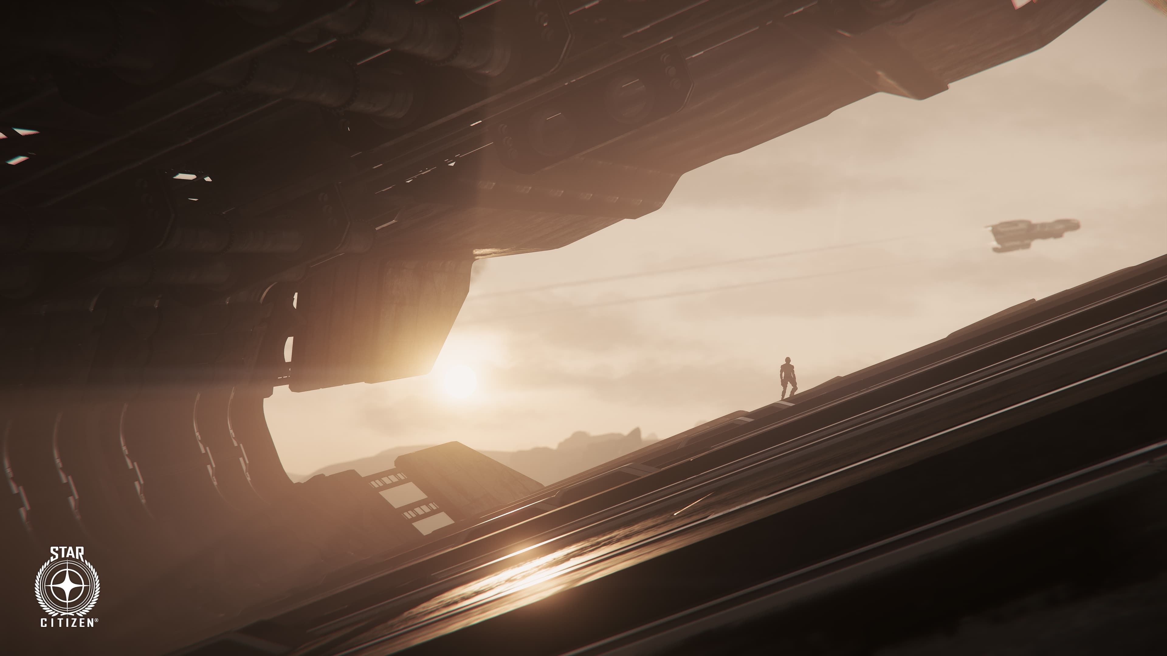 Sample in-context imagery — not a real member — a figure standing watch on a ship's hull at dawn